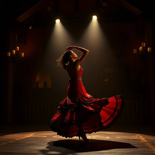 Fotograma del documental 'Flamenco Eterno', mostrando una bailaora de flamenco en un escenario tradicional.