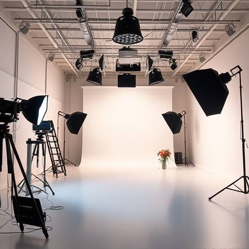 Interior del estudio de video Lumina Films en Madrid.